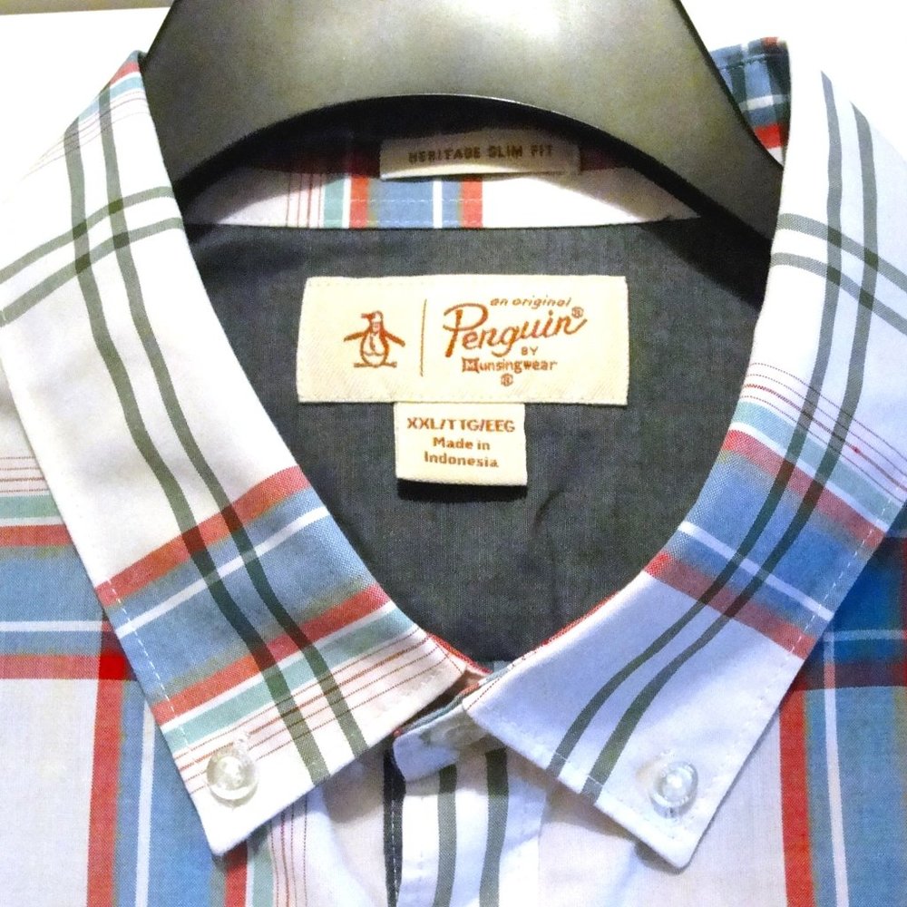 Original Penguin Plaid Button-Down Shirt in Blue, Red, Green, White